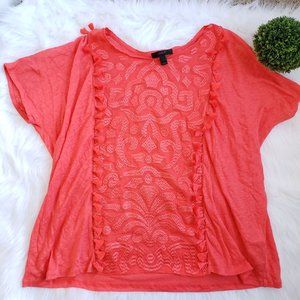 Jcrew Coral Tassel Womens Top Sz Large 100% Linen